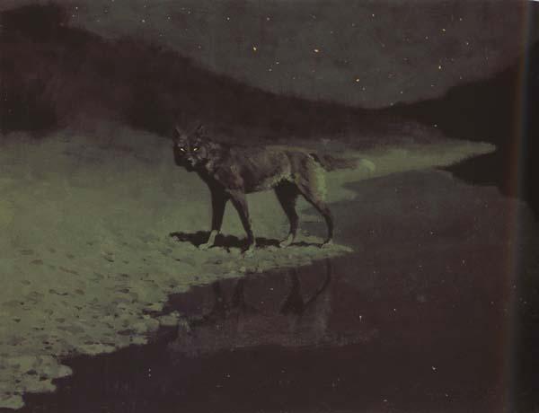 Frederic Remington Moonlight,Wolf (mk43) oil painting image